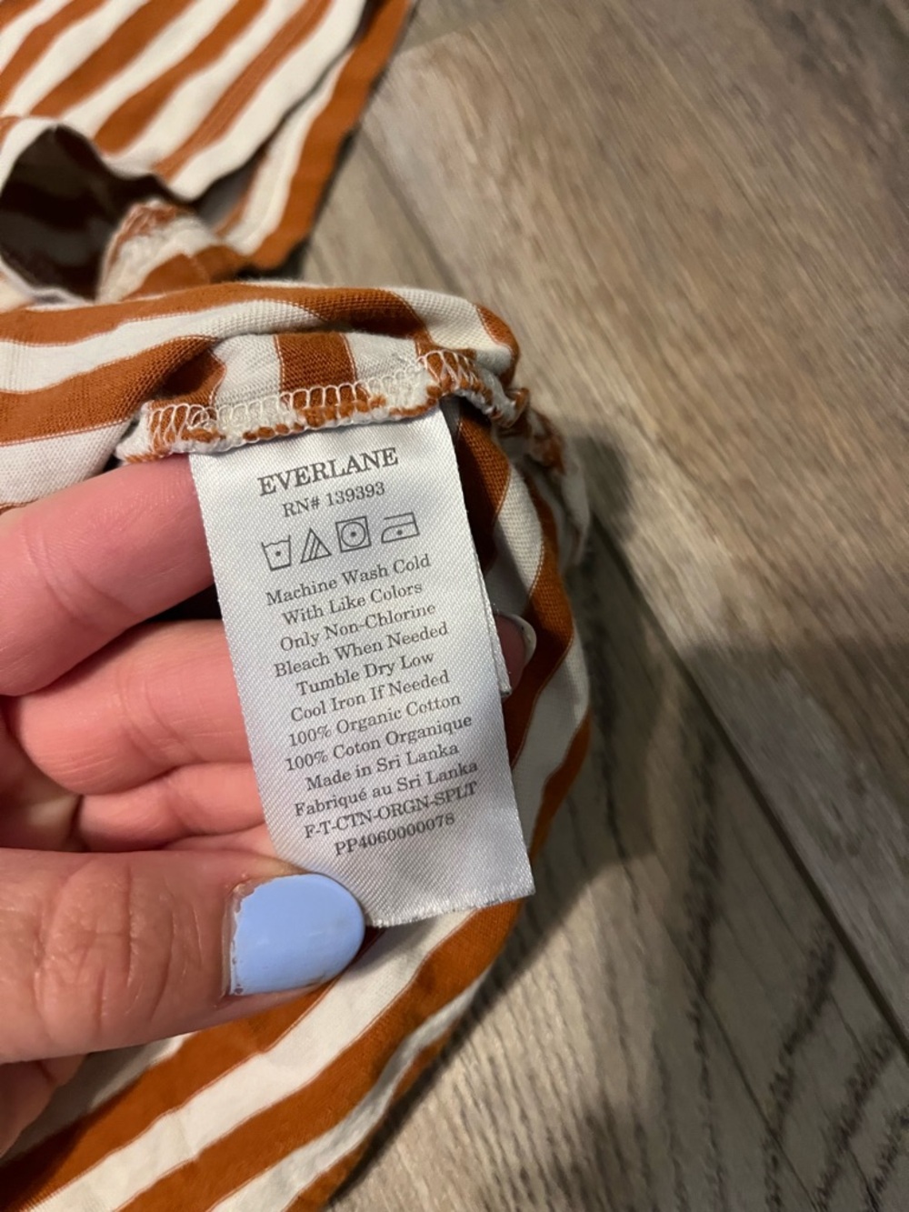 Everlane The Organic Cotton Box-Cut Pocket Tee Split Stripe Orange White - Picture 6 of 6